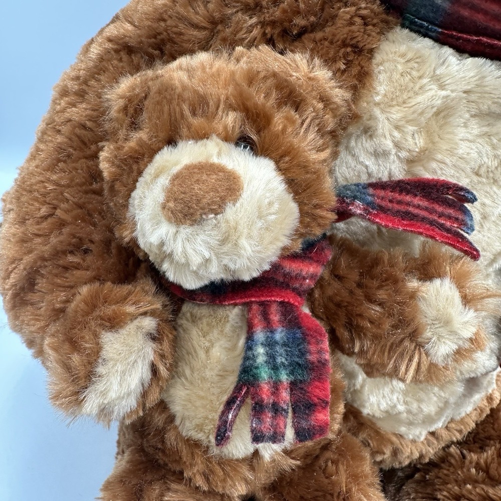 Vintage GUND Heads & Tales Plush Mother & Baby Set Christmas Tartan Plaid Scarf - Picture 6 of 12